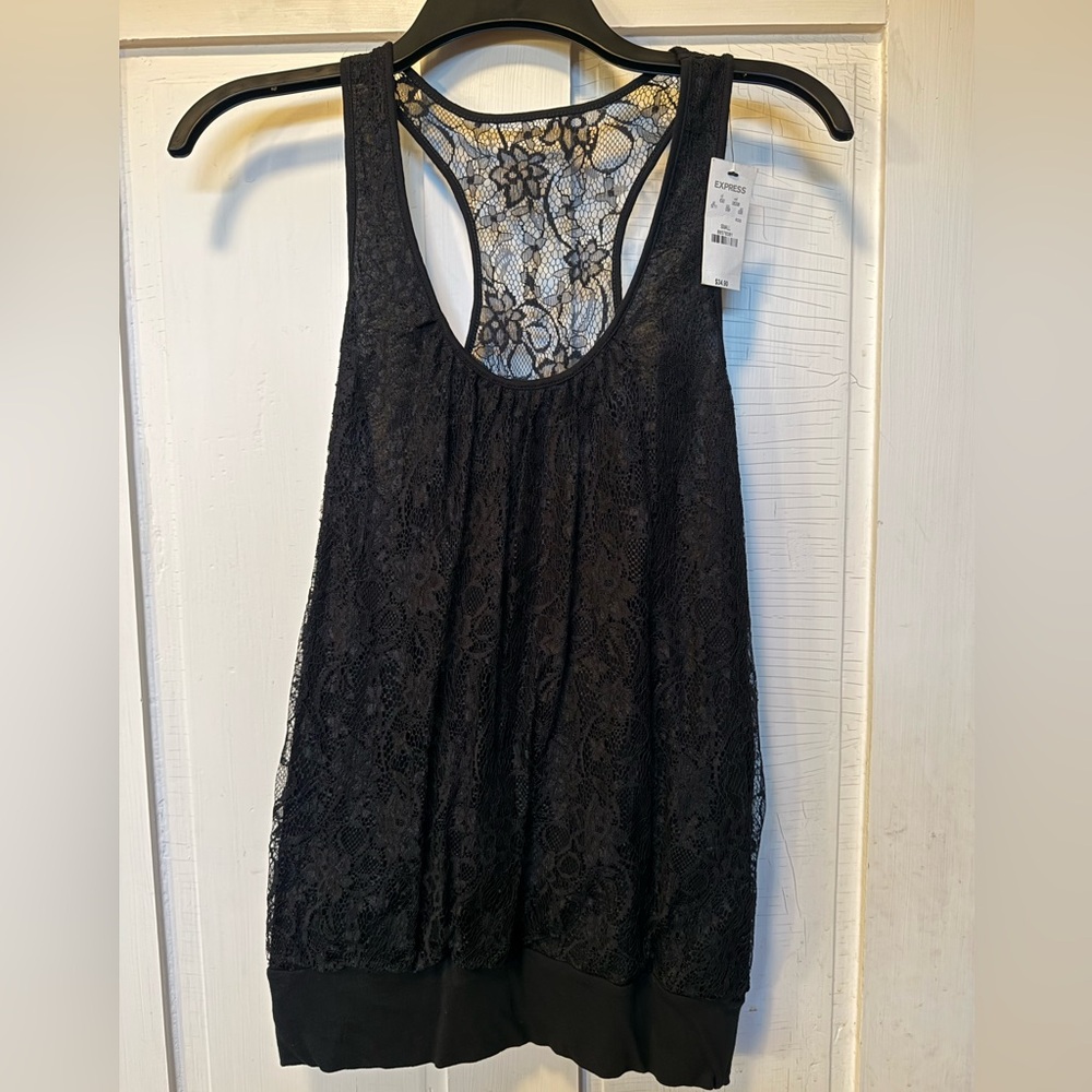 Express Women's Black Lace Tank Top